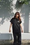 sew lettering Tシャツ - Black