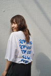 sew lettering Tシャツ - White